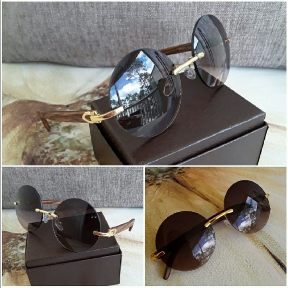 Men Women No Frame Round Sunglasses Shades UV400 - Picture 5 of 8